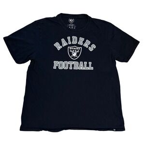 47 Brand Las Vegas Raiders Football T-Shirt Mens XL Black NFL Graphic Tee